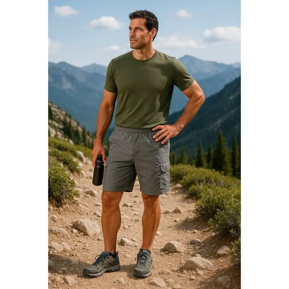 L.L.Bean Men’s Cargo Hiking Shorts XL Regular Gray Nylon Elastic Waist Pockets